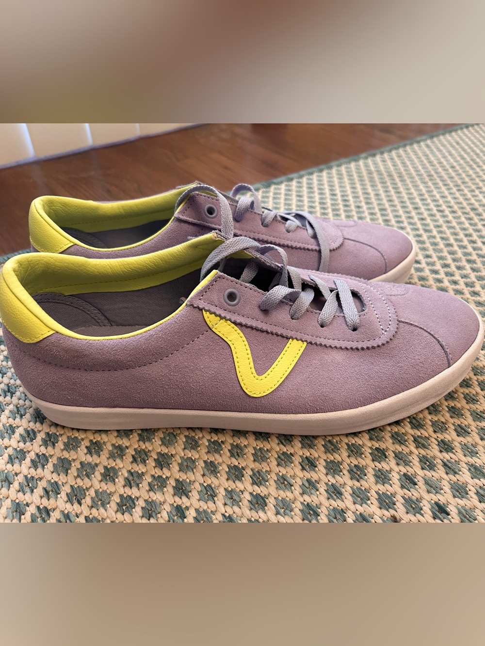 Vans Lavender Suede Sneakers with Yellow Trim
